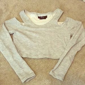 Cold shoulder sweater crop top
